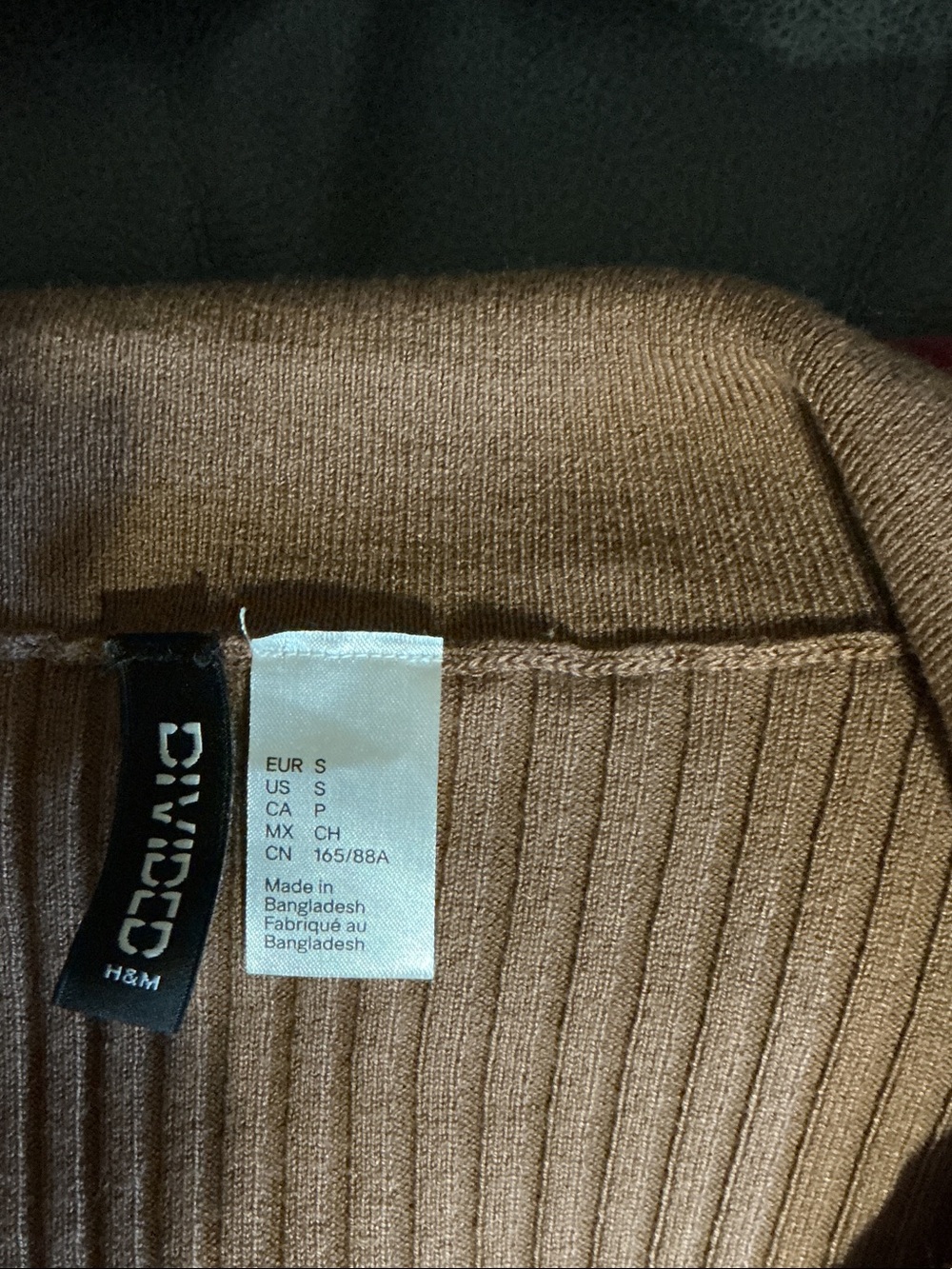 Divided Ribbed V-Neck Collared Sweater - Brown - Picture 2 of 2